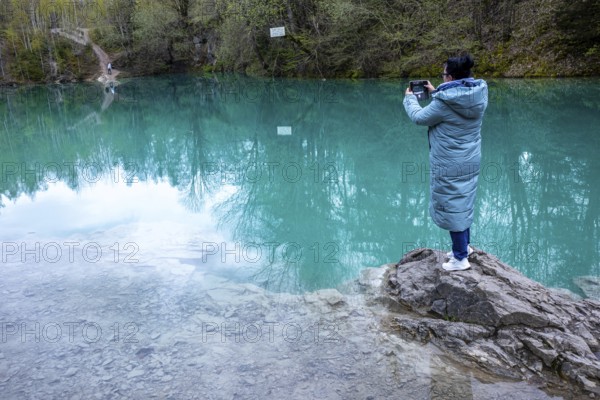 Blue lake in the Harz Mountains near Rübeland with turquoise-coloured water