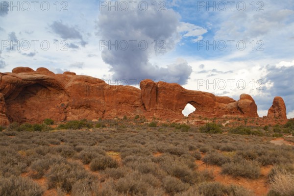 Arches National Park, Moab, Utah, USA. Bordered by the Colorado River in the southeast, it is known as the site of more than 2, 000 natural sandstone arches