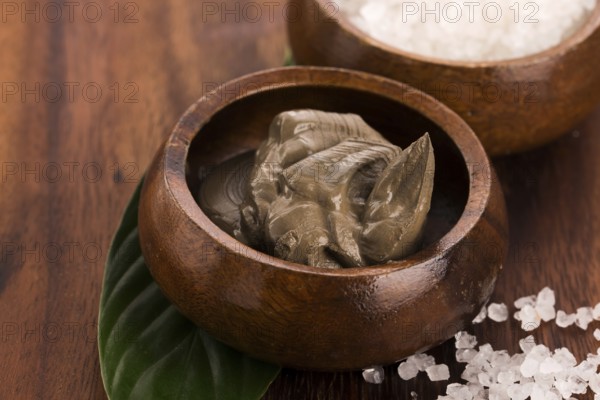 Dead Sea mud and salt in a bowl