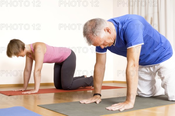 An image of some people doing yoga exercises