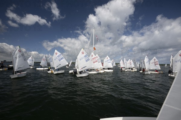 Andreas Dick, Olympic Centre - Schilksee, Kiel, Schleswig Holstein, Malte MELCHINGER on Schnelle Welle from SCG #GER1821, Jacob OTTMANN from MSC #GER2080, Mila GÖTTSCHE on Mill Hill Fighter from MSC #GER1855, Clara SCHÜßLER on Swift from MSC #GER1810, Golden Opti 2025 on 24.05.2025 at the Olympic Centre, Schilksee in Kiel Germany