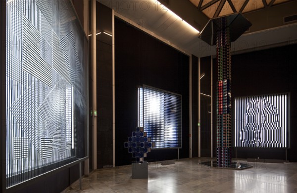 Aix en Provence, Vasarely MuseumBuilt 1973-76 Op-Art - light installations and glass and mirror objects around 1975 left Obj No 116 centre Obj No 118