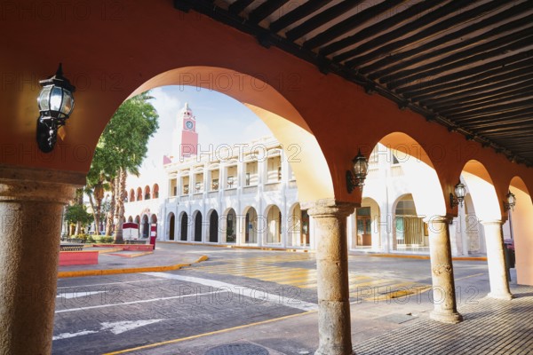 Merida city arcade arcs of Yucatan in Mexico