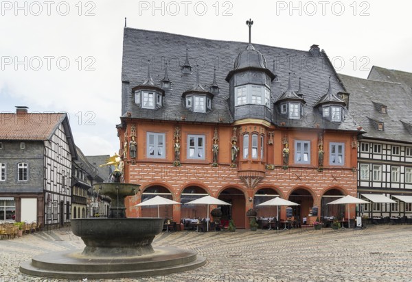 The old picturesque houses on the market square in Goslar, Germany, Europe