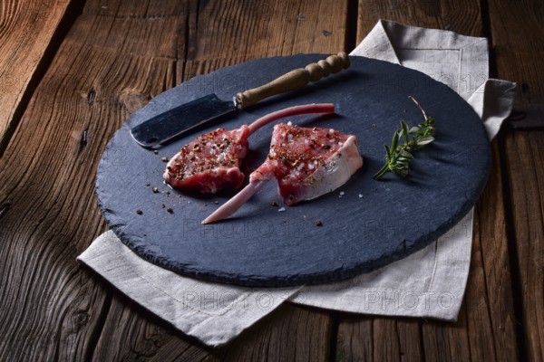 Raw cut rack of lamb
