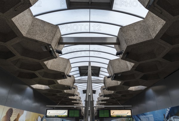 Belgium, 09 02 2019: Passengers waiting for the underground local train at the Belgica metro station, Europe