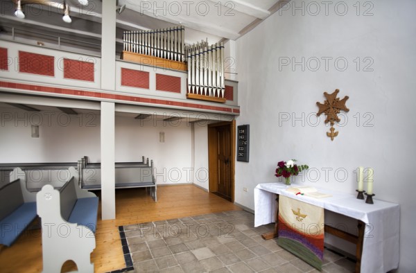 Huguenot church building, Friedrichsdorf, Hofgeismar, Weserbergland, Hesse, Germany, Europe