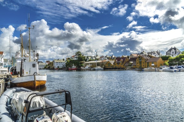 Haugesund on the west coast of Norway is a popular summertime destination. The town Haugesund in west Norway in summertime