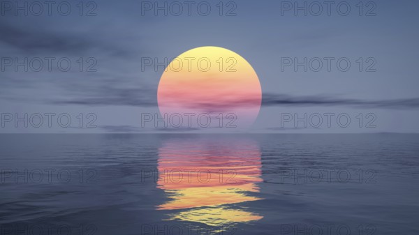 A great sunset over the ocean. 3d illustration