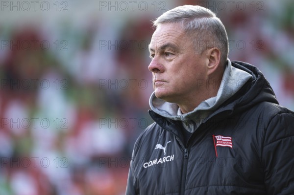 LUBIN, POLAND - FEBRUARY 18, 2024: Football match Polish PKO Ekstraklasa between KGHM Zaglebie Lubin vs Cracovia 1:1. Head coach of Cracocia Jacek Zielinski