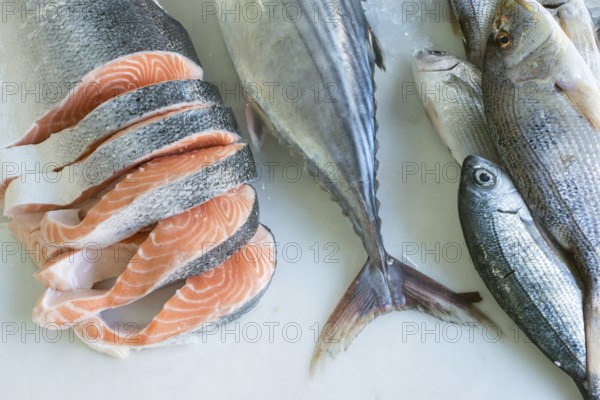 Salmon on ice in store