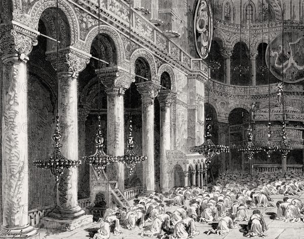 Communal prayer on Fridays, Hagia Sophia, Constantinople, Ottoman Empire, 4th January, 1877