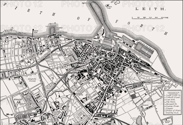 Plan of Leith, 1883, Edinburgh, Scotland, United Kingdom, Europe