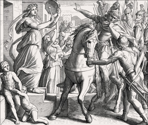 Jephthah's Daughter, Old Testament, by Julius Schnorr von Carolsfeld, 1860