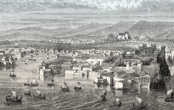 Reconstruction of the Long Walls connecting Athens to its port at Piraeus in ancient Greece