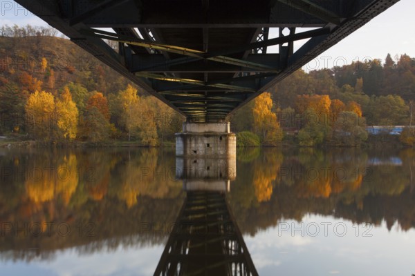 Footbridge over the Vltava river in Davle in Czech Republic