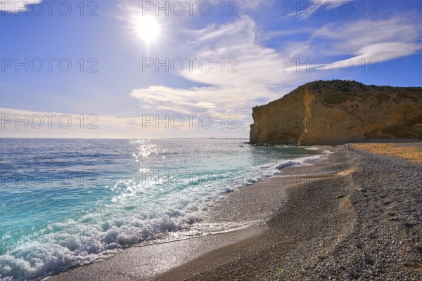 Paradis or Paraiso beach playa in Vila Joiosa of Alicante of Spain also Villajoyosa of Costa Blanca