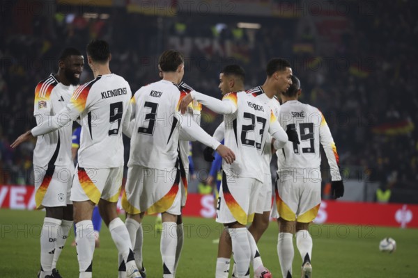 The German national football team in the mood for goals and celebrations at the UEFA Nations League match: Germany v Bosnia-Herzegovina, Freiburg, Germany / Germany