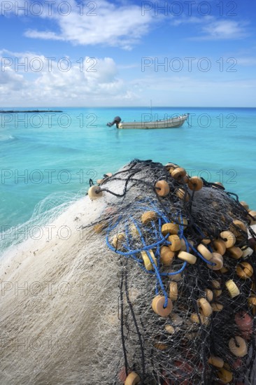Holbox tropical Island fishing nets in Quintana Roo of Mexico