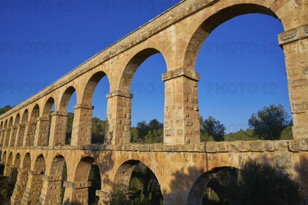 Aqueduct Les Ferreres o Pont del Diable in Tarragona of Catalonia Roman