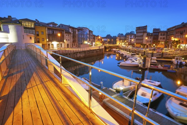 Llanes marina port sunset in Asturias of Spain