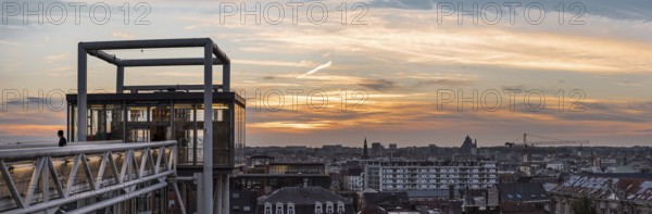 Pedestrian bridge at the Poelaert square, brussels, Belgium, July 2017, Europe