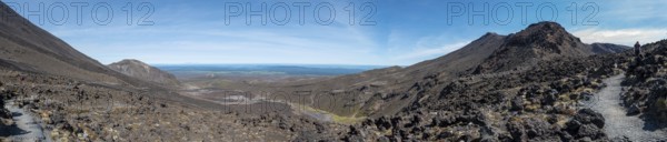 View of Mangatepopo valley at Tongariro National Park, North Island of New Zealand