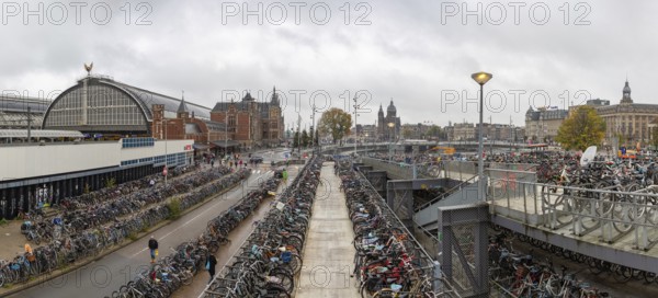 A picture of the massive bicycle parking near the Central Station of Amsterdam