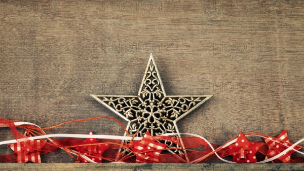 Christmas decoration wooden background with star