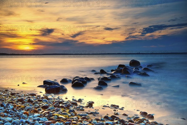 Sunset on the beach of Niendorf on the baltic sea