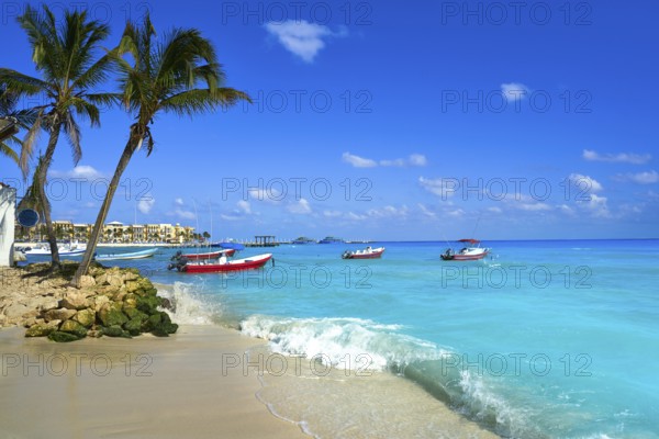 Playa del Carmen beach in Riviera Maya Caribbean at Mayan Mexico