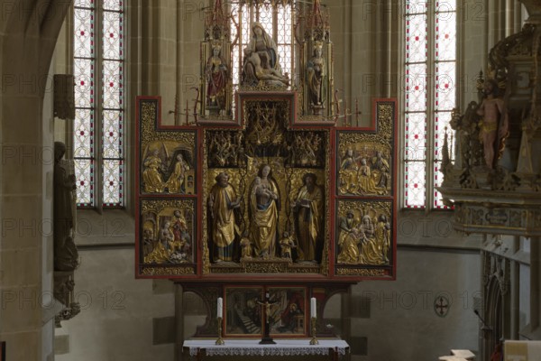 Altar in St Mary's Church, Rieden, pilgrimage church, church, Way of St James, pilgrims, Biberstal, Bibers, Hohenlohe, Germany, Europe