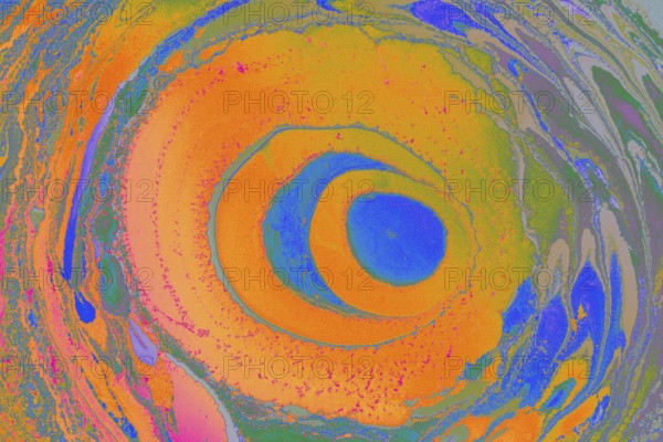 Beautiful abstract art of Ebru marbling painting techniques on water with acrylic paints