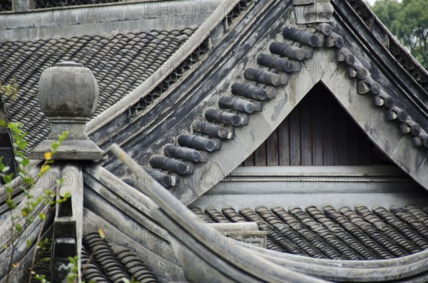 Grey background of traditional japanese roof architecture, Osaka, Japan, Asia