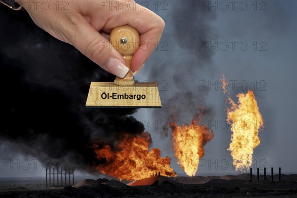 Burning natural gas in Russia, gas is flared, Ukraine, Russia, Iran, war, stamp, wooden stamp, Embagro, oil embargo, oil embargo, gas embargo, gas embargo, Russia, Russia, Europe