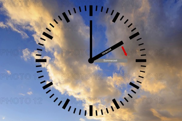Time change, summer time, winter time, clock, calendar, timer, watches, planning, time, timepiece, time, text, texts, hands, time shift, from winter time to summer time, advance clock 1 hour