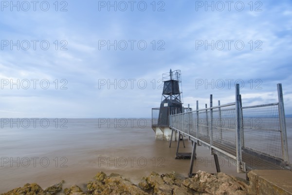 Battery Point Lighthouse, Portishead, Great Britain. Vintage lighthouse at sunset