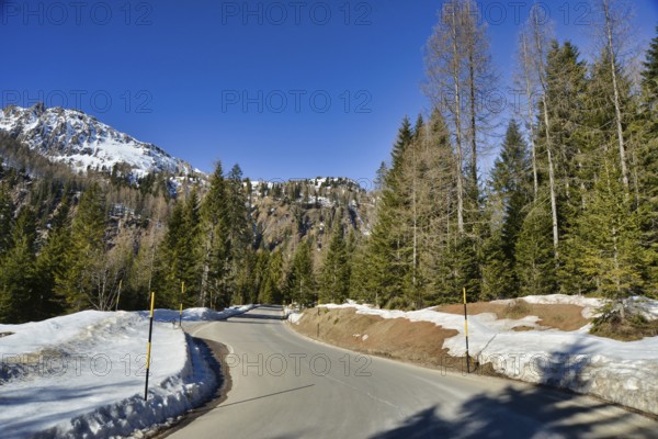 Road in the mountains, photo picture digital image, in the italian european dolomiti alps mountains between trento and belluno in north italy