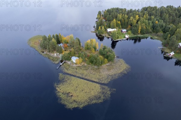Aerial drone view of Rono and Varnisaary island in kallavesi lake Eastern finland Kuopio, Europe Northern Savonia Europe