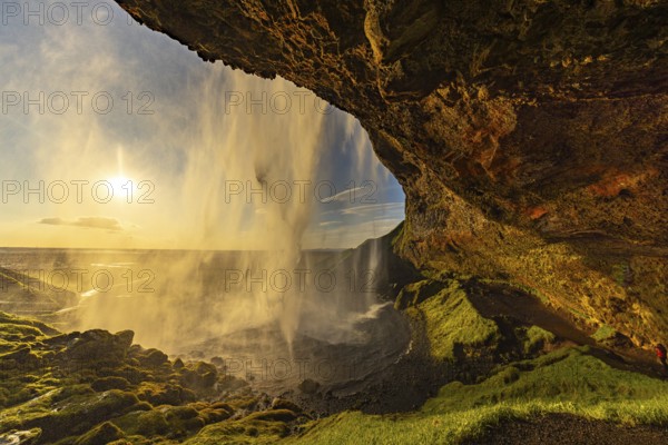 Behind Seljalandsfoss, south coast, Iceland, Europe