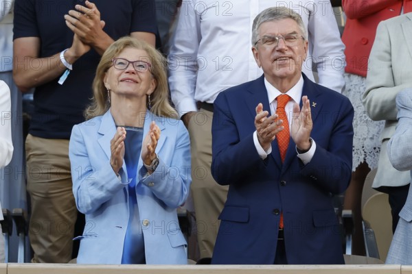 IOC President Thomas Bach and his wife Claudia at the 2024 French Open, Roland Garros, Paris, France.