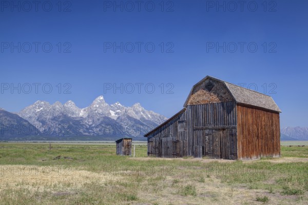 The iconic John Moulton homestead in Grand Teton in Wyoming in USA
