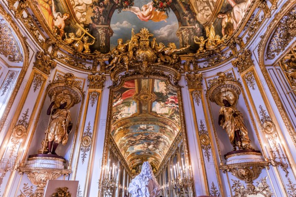 PARIS, FRANCE, SEPTEMBER 22, 2019 : interiors and decors of the golden gallery at the Bank of France, september 22, 2019, in Paris, France, Europe