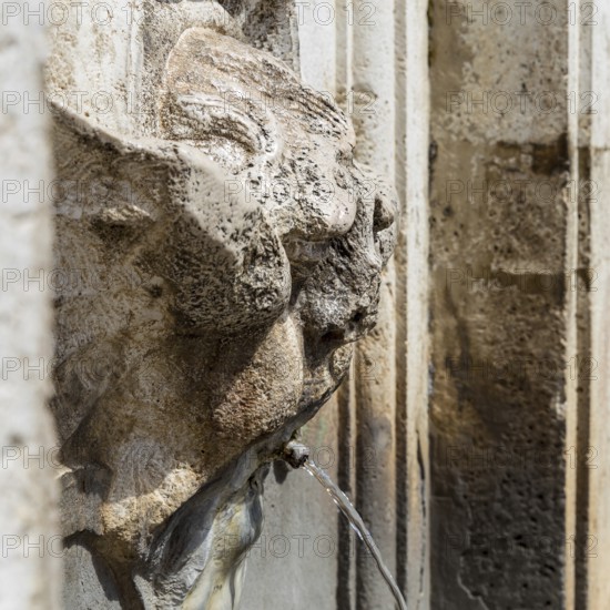 Detail of an ancient fountain in Spoleto Italy
