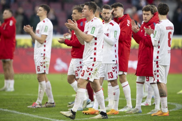 (DFL/DFB REGULATIONS PROHIBIT ANY USE OF PHOTOGRAPHS AS IMAGE SEQUENCES AND/OR QUASI-VIDEO) Cologne, RheinEnergieStadion, North Rhine-Westphalia, Dominique Heintz (1.FC Köln, defence, #3), Eric Martel (1.FC Köln, midfield, #6), Mark Uth (1.FC Köln, forward, #13), Luca Waldschmidt (1.FC Köln, forward, #9), 2nd Bundesliga, 1.FC Köln, Hannover 96 on 30/11/2024 at the RheinEnergieStadion in Cologne Germany