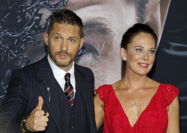 Tom Hardy and Kelly Marcel at the Los Angeles premiere of 'Venom' held at the Regency Village Theatre in Westwood, USA on October 1, 2018., Westwood, California, USA, North America