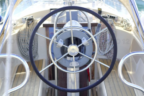 Boat rudder wheel white sailboat detail beautiful yacht