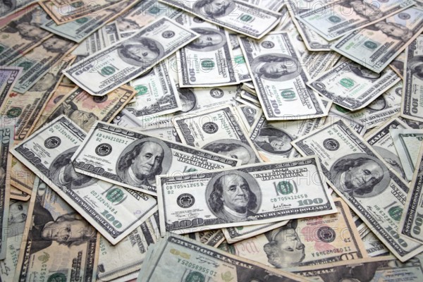 Dollar bank notes many banknotes bills American currency