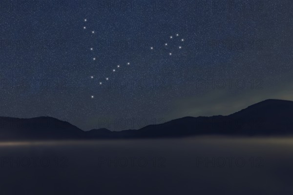 Pisces star constellation, Night sky, Cluster of stars, Deep space, Fishes constellation
