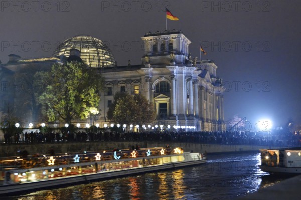 String of lights along the former Berlin Wall